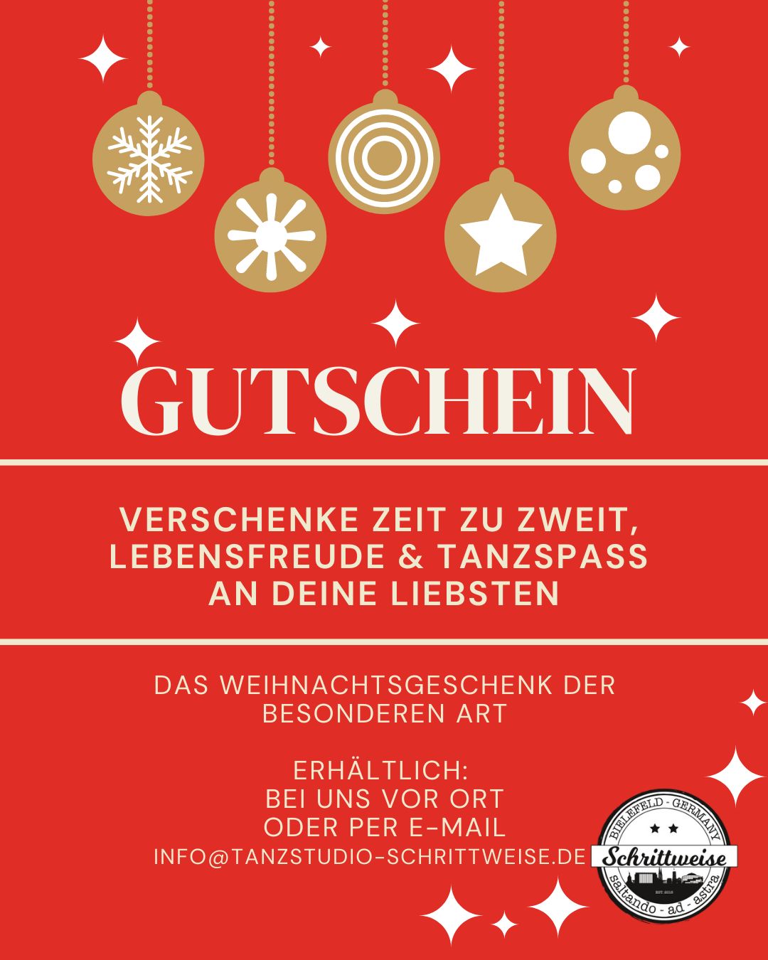 Tanzstudio-Gutschein zu Weihnachten